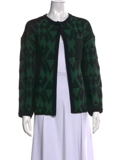 Pre-owned M Missoni Patterned Open Front Sweater In Green