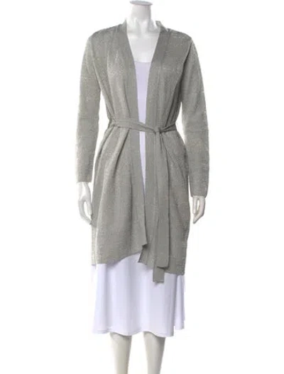 Pre-owned M Missoni Patterned Open Front Sweater In Grey/metallic