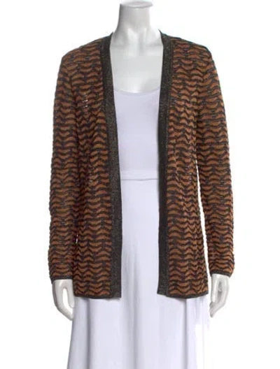 Pre-owned M Missoni Patterned Open Front Sweater W/ Tags In Black/metallic