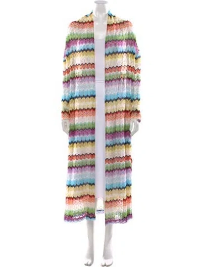 Pre-owned M Missoni Patterned Open Front Sweater W/ Tags In Multicolor