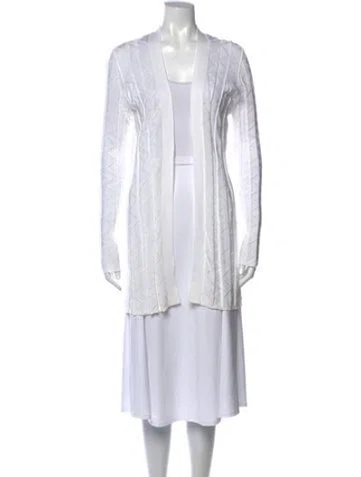 Pre-owned M Missoni Patterned Open Front Sweater In White