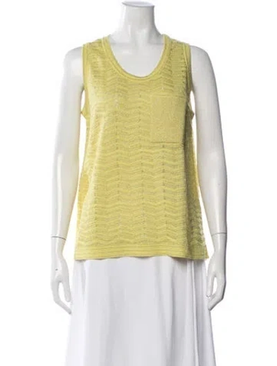 Pre-owned M Missoni Patterned Scoop Neck Sweater In Green/yellow