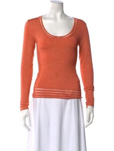 Pre-owned M Missoni Patterned Scoop Neck Sweater In Orange