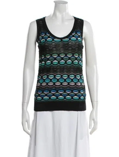 Pre-owned M Missoni Patterned Scoop Neck Top In Black