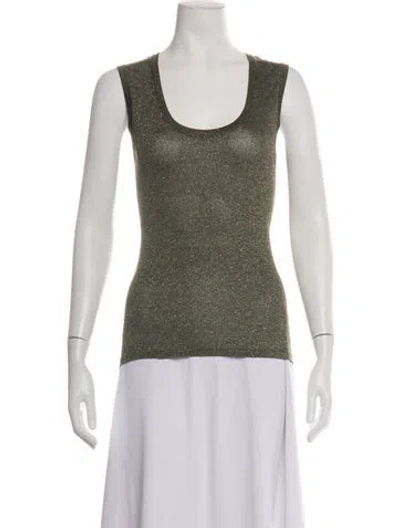 Pre-owned M Missoni Patterned Scoop Neck Top In Green