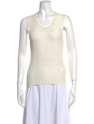 Pre-owned M Missoni Patterned Scoop Neck Top In Neutrals