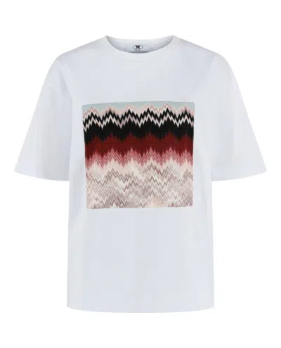 M Missoni Patterned Short Sleeve T-shirt In White