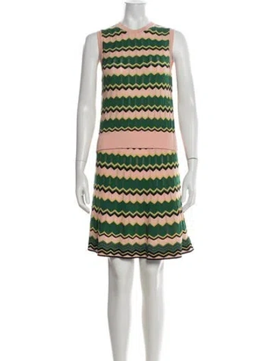 Pre-owned M Missoni Patterned Skirt Set In Green