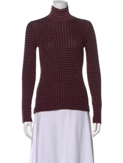 Pre-owned M Missoni Patterned Turtleneck Sweater In Burgundy