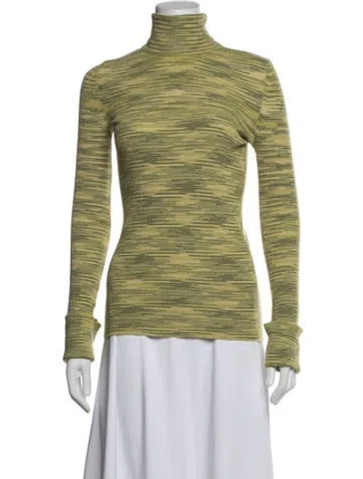Pre-owned M Missoni Patterned Turtleneck Sweater In Green