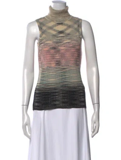 Pre-owned M Missoni Patterned Turtleneck Sweater In Pink