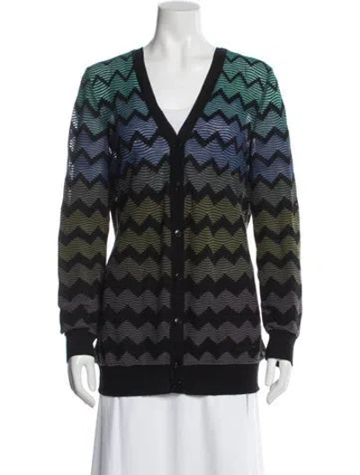Pre-owned M Missoni Patterned V-neck Sweater In Black