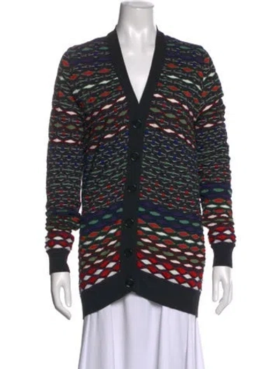 Pre-owned M Missoni Patterned V-neck Sweater In Black