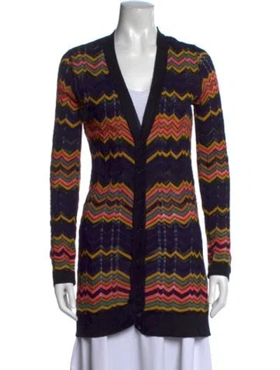 Pre-owned M Missoni Patterned V-neck Sweater In Black