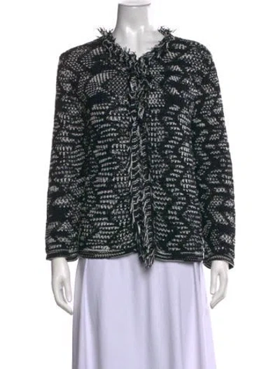 Pre-owned M Missoni Patterned V-neck Sweater In Black