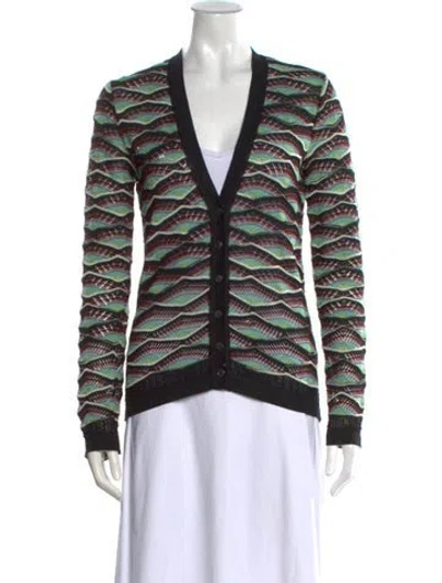 Pre-owned M Missoni Patterned V-neck Sweater In Gray