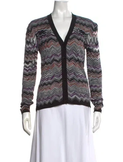 Pre-owned M Missoni Patterned V-neck Sweater In Grey