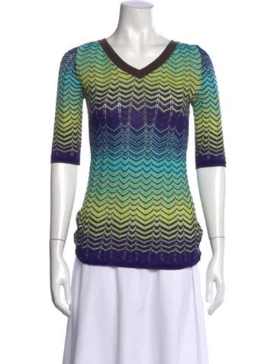 Pre-owned M Missoni Patterned V-neck Sweater In Multi
