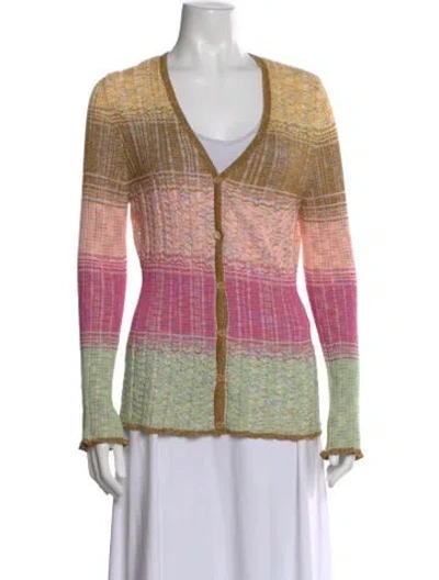 Pre-owned M Missoni Patterned V-neck Sweater In Pink
