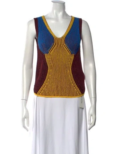 Pre-owned M Missoni Patterned V-neck Sweater In Pink