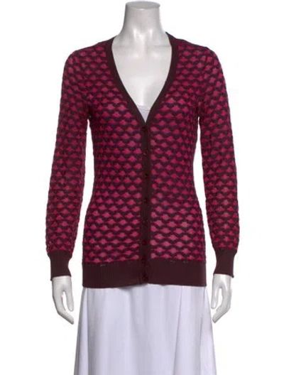 Pre-owned M Missoni Patterned V-neck Sweater In Pink