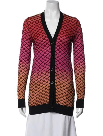 Pre-owned M Missoni Patterned V-neck Sweater In Pink