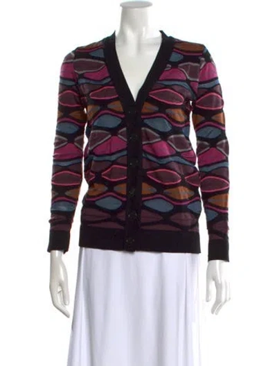 Pre-owned M Missoni Patterned V-neck Sweater In Purple