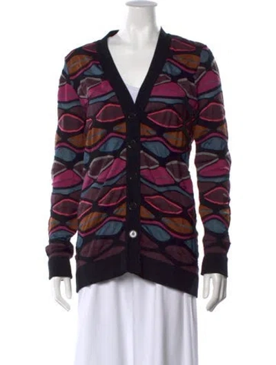 Pre-owned M Missoni Patterned V-neck Sweater In Purple
