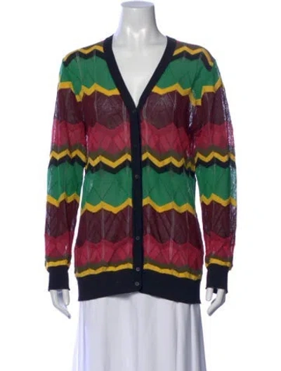 Pre-owned M Missoni Patterned V-neck Sweater In Red