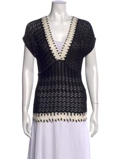 Pre-owned M Missoni Patterned V-neck Top In Black
