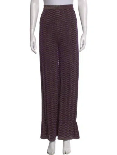 Pre-owned M Missoni Patterned Wide Leg Pants In Brown