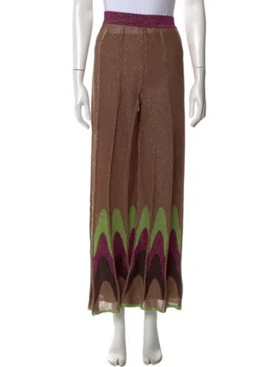 Pre-owned M Missoni Patterned Wide Leg Pants In Brown