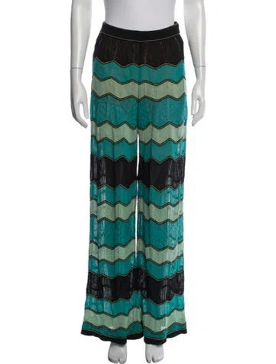 Pre-owned M Missoni Patterned Wide Leg Pants In Green