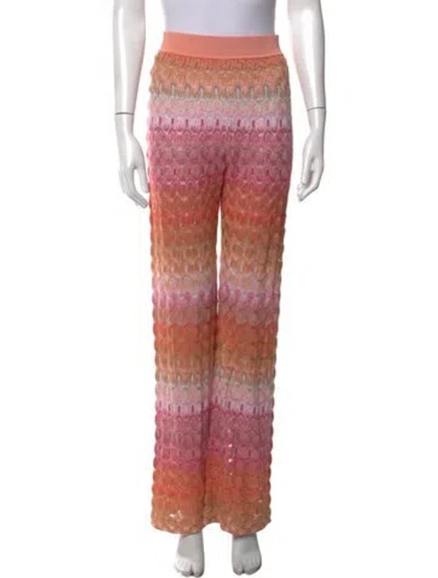 Pre-owned M Missoni Patterned Wide Leg Pants In Pink