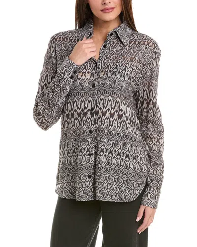 M Missoni Patterned Wool-blend Shirt In Grey