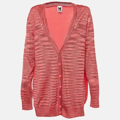 Pre-owned M Missoni Pink Patterned Knit Button Front Cardigan M