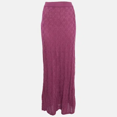 Pre-owned M Missoni Pink Patterned Knit Maxi Skirt S