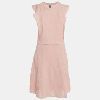 Pre-owned M Missoni Pink Patterned Knit Midi Dress L