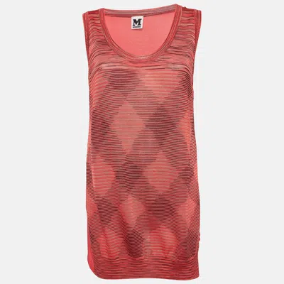 M Missoni Pink Patterned Knit Sleeveless Top In Red