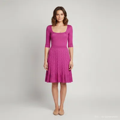 M Missoni Pink Rib Knit Flared Mini Dress
