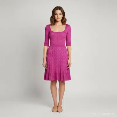 Pre-owned M Missoni Pink Rib Knit Flared Mini Dress M