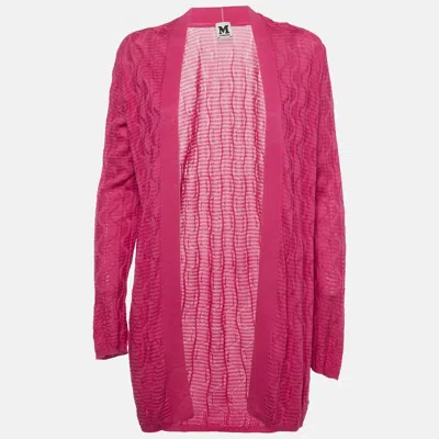 Pre-owned M Missoni Pink Textured Knit Cardigan M