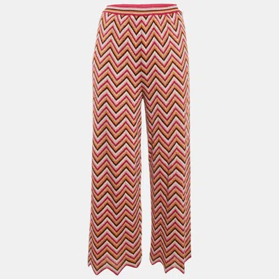 Pre-owned M Missoni Pink Zig Zag Lurex Knit Trousers L