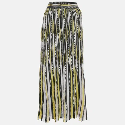 Pre-owned M Missoni Pink/black Patterned Lurex Knit Maxi Skirt L