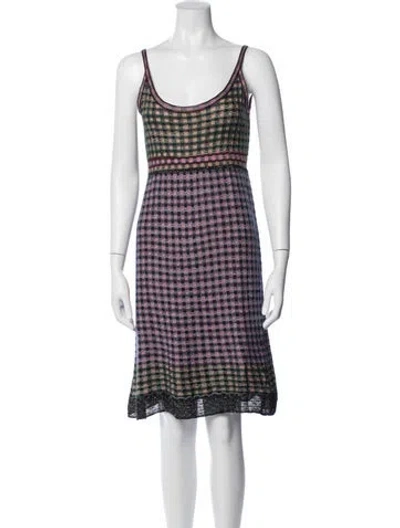 Pre-owned M Missoni Plaid Print Mini Dress In Blue
