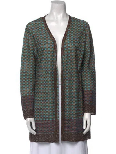 Pre-owned M Missoni Plaid Print Open Front Sweater