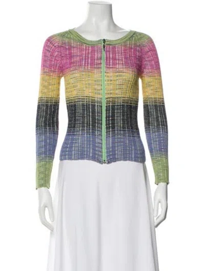 Pre-owned M Missoni Plaid Print Scoop Neck Sweater In Multi