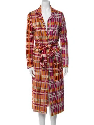 Pre-owned M Missoni Plaid Print Trench Coat In Multi