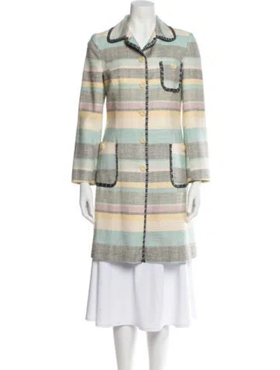 Pre-owned M Missoni Plaid Print Trench Coat In Yellow