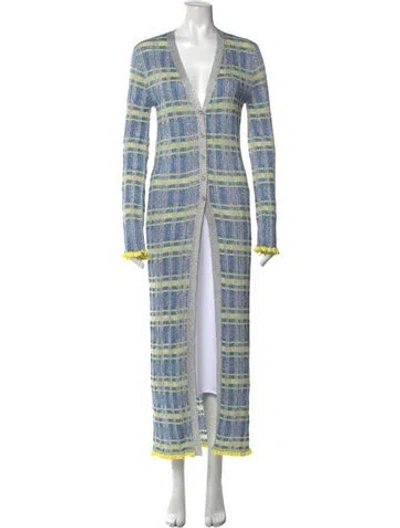 Pre-owned M Missoni Plaid Print V-neck Sweater